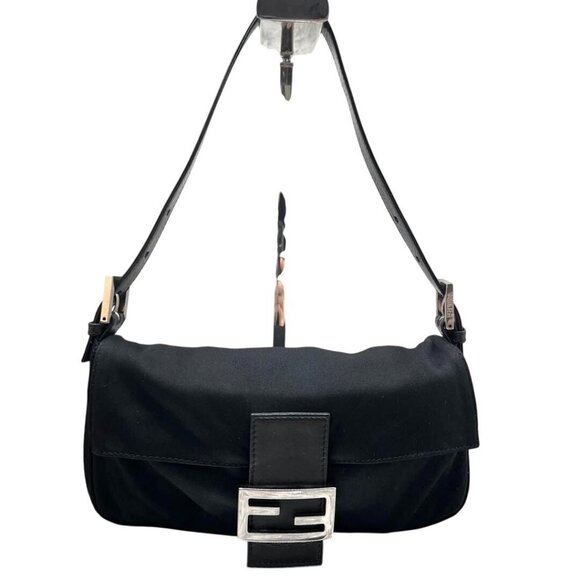Authentic FENDI Mamma Zucca Bucket Baguette Shoulder Flap Bag Black Purse Tote - Picture 5 of 15